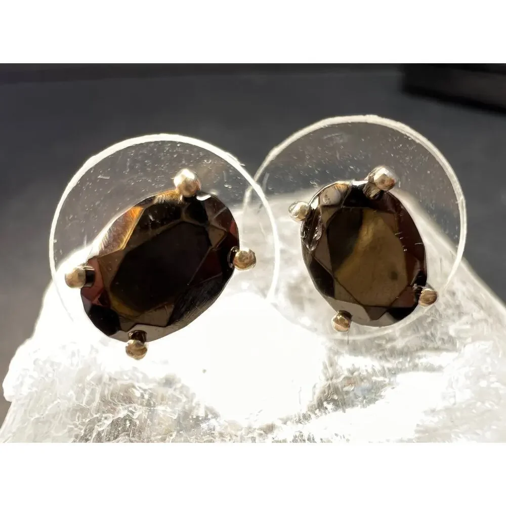 New Elite Shungite Rhodium Over Sterling Silver Oval Stud Earrings